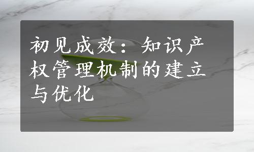 初见成效：知识产权管理机制的建立与优化