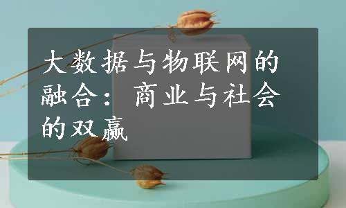 大数据与物联网的融合：商业与社会的双赢