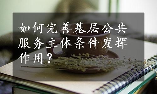 如何完善基层公共服务主体条件发挥作用？