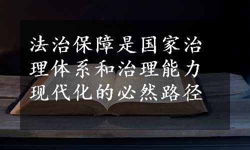 法治保障是国家治理体系和治理能力现代化的必然路径