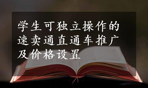 学生可独立操作的速卖通直通车推广及价格设置