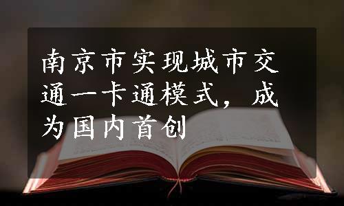 南京市实现城市交通一卡通模式，成为国内首创