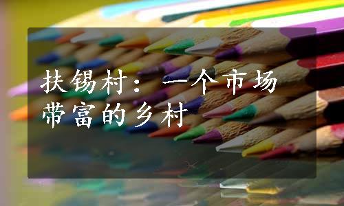 扶锡村：一个市场带富的乡村