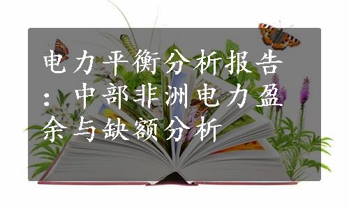 电力平衡分析报告：中部非洲电力盈余与缺额分析