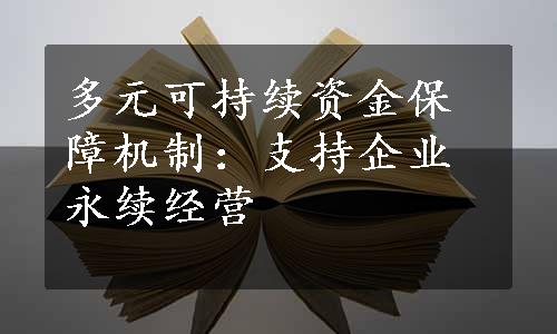 多元可持续资金保障机制：支持企业永续经营