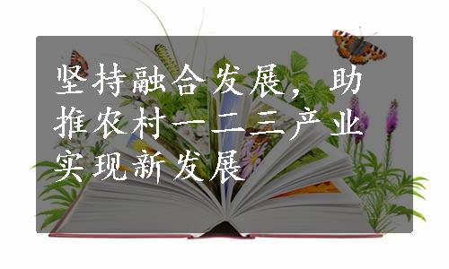 坚持融合发展，助推农村一二三产业实现新发展