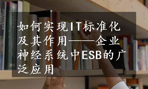 如何实现IT标准化及其作用——企业神经系统中ESB的广泛应用