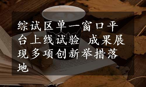 综试区单一窗口平台上线试验 成果展现多项创新举措落地