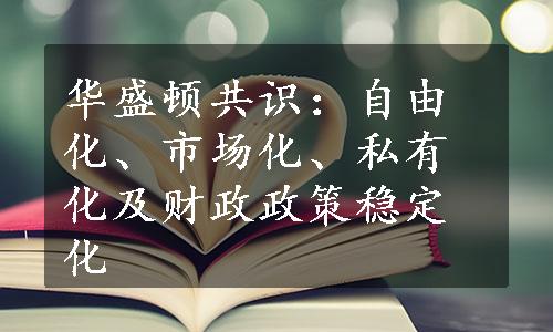 华盛顿共识：自由化、市场化、私有化及财政政策稳定化