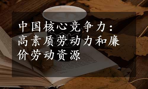 中国核心竞争力：高素质劳动力和廉价劳动资源