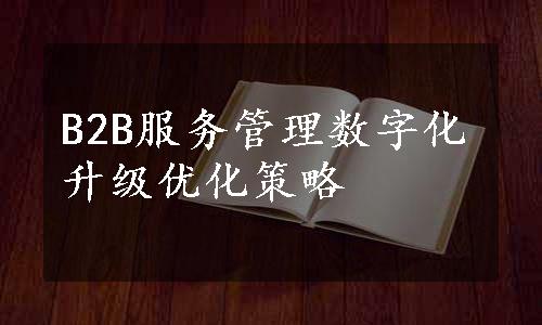 B2B服务管理数字化升级优化策略