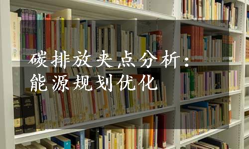 碳排放夹点分析：能源规划优化