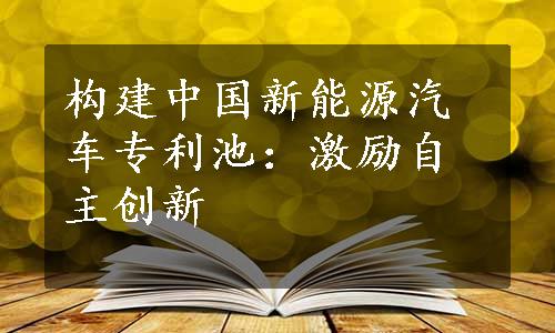 构建中国新能源汽车专利池：激励自主创新