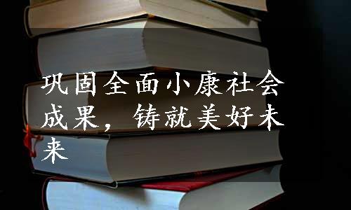 巩固全面小康社会成果，铸就美好未来