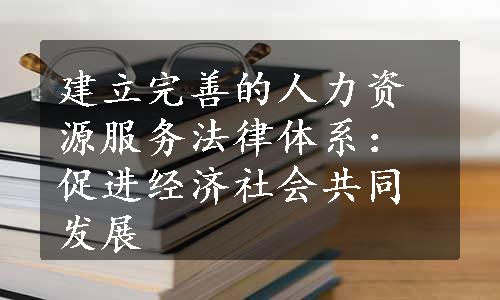 建立完善的人力资源服务法律体系：促进经济社会共同发展