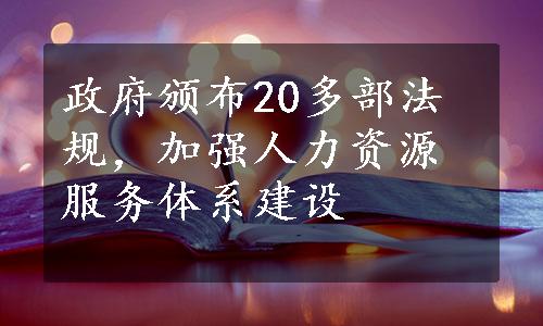 政府颁布20多部法规，加强人力资源服务体系建设