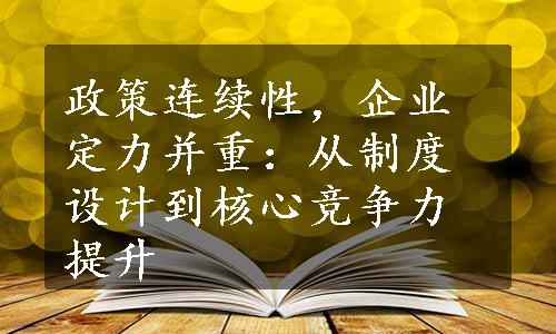 政策连续性，企业定力并重：从制度设计到核心竞争力提升