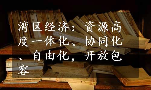 湾区经济：资源高度一体化、协同化、自由化，开放包容