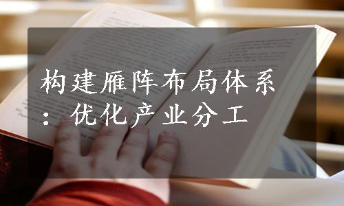 构建雁阵布局体系：优化产业分工