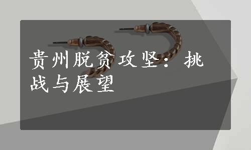 贵州脱贫攻坚：挑战与展望