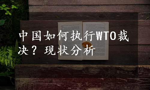 中国如何执行WTO裁决？现状分析