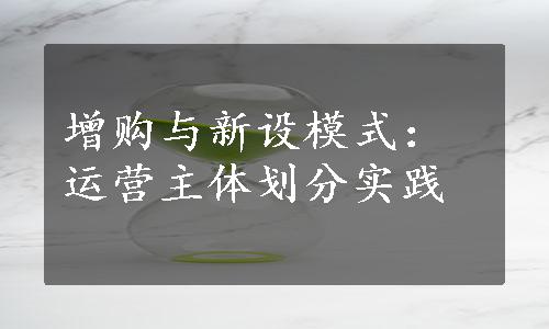 增购与新设模式：运营主体划分实践