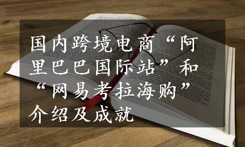 国内跨境电商“阿里巴巴国际站”和“网易考拉海购”介绍及成就