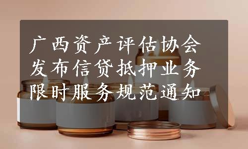 广西资产评估协会发布信贷抵押业务限时服务规范通知