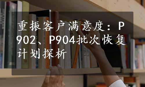 重振客户满意度：P902、P904批次恢复计划探析