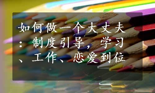 如何做一个大丈夫：制度引导，学习、工作、恋爱到位