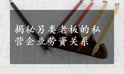 揭秘另类老板的私营企业劳资关系