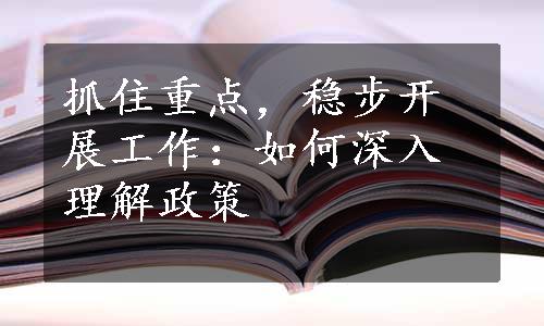 抓住重点，稳步开展工作：如何深入理解政策