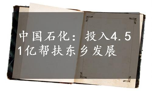 中国石化：投入4.51亿帮扶东乡发展