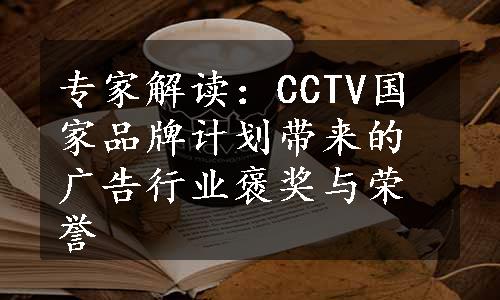 专家解读：CCTV国家品牌计划带来的广告行业褒奖与荣誉