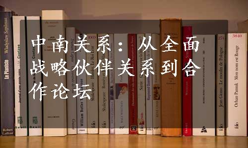 中南关系：从全面战略伙伴关系到合作论坛