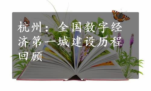 杭州：全国数字经济第一城建设历程回顾