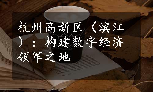 杭州高新区（滨江）：构建数字经济领军之地