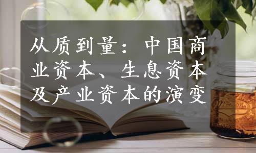 从质到量：中国商业资本、生息资本及产业资本的演变