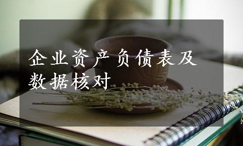 企业资产负债表及数据核对