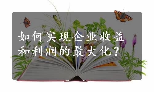 如何实现企业收益和利润的最大化？