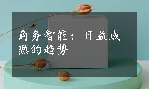 商务智能：日益成熟的趋势