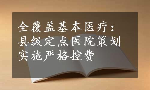 全覆盖基本医疗：县级定点医院策划实施严格控费