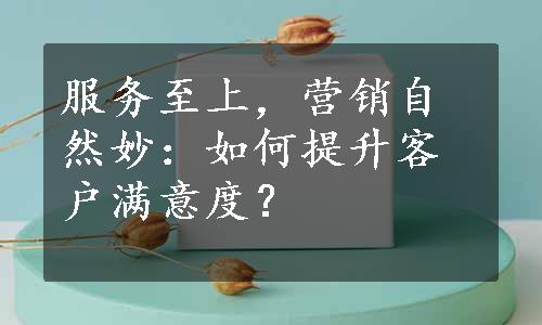 服务至上，营销自然妙：如何提升客户满意度？