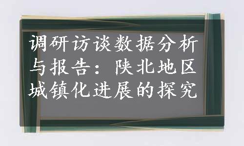 调研访谈数据分析与报告：陕北地区城镇化进展的探究