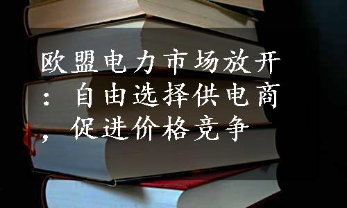 欧盟电力市场放开：自由选择供电商，促进价格竞争