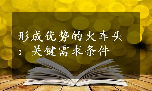 形成优势的火车头：关键需求条件