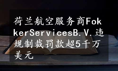 荷兰航空服务商FokkerServicesB.V.违规制裁罚款超5千万美元