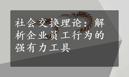 社会交换理论：解析企业员工行为的强有力工具