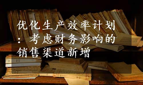 优化生产效率计划：考虑财务影响的销售渠道新增