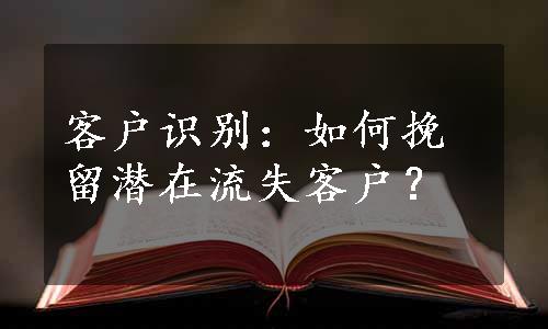 客户识别：如何挽留潜在流失客户？